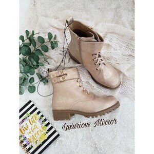 Mia Rose Gold Side Zip Winter Buckle Strap Boots Round Toe Suzie Girls Sz 3 NEW